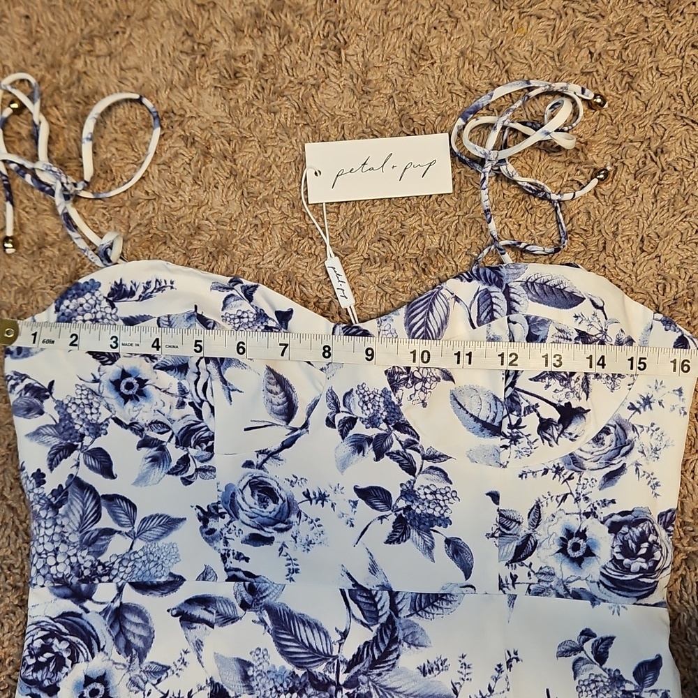 Petal + Pup Azelia Midi Dress In Blue Floral - Picture 8 of 9